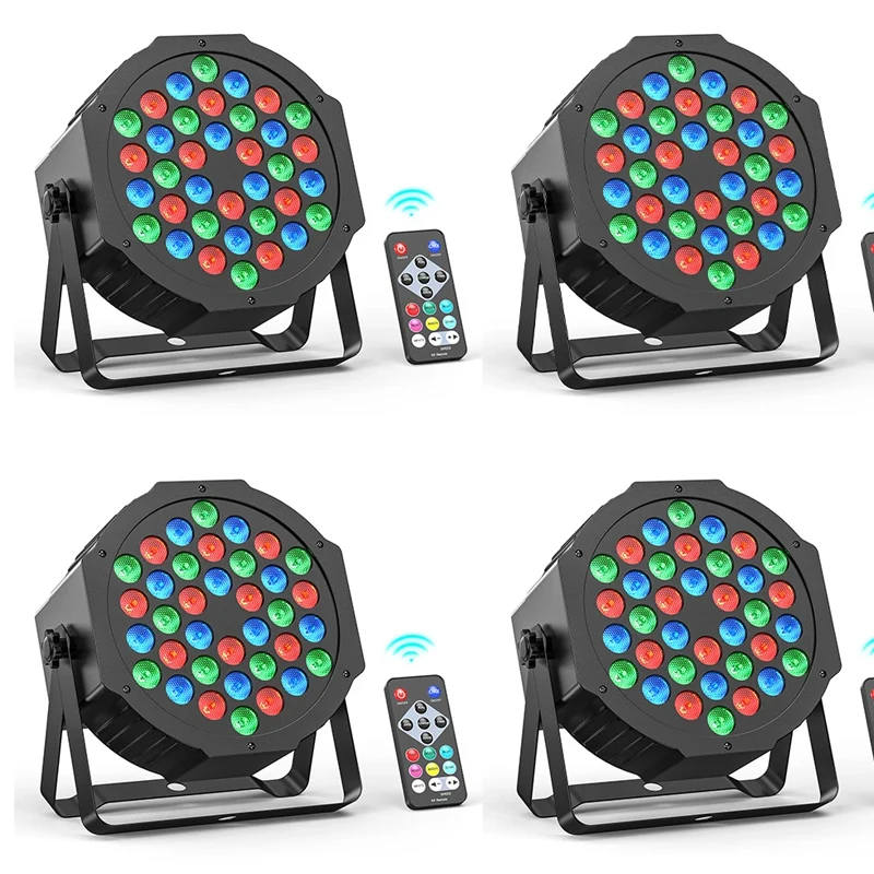 

New 4PCS 36LEDs RGB Par Lights Remote & DMX Control Stage Light Effect Projector for Church Wedding Party Club Music Live