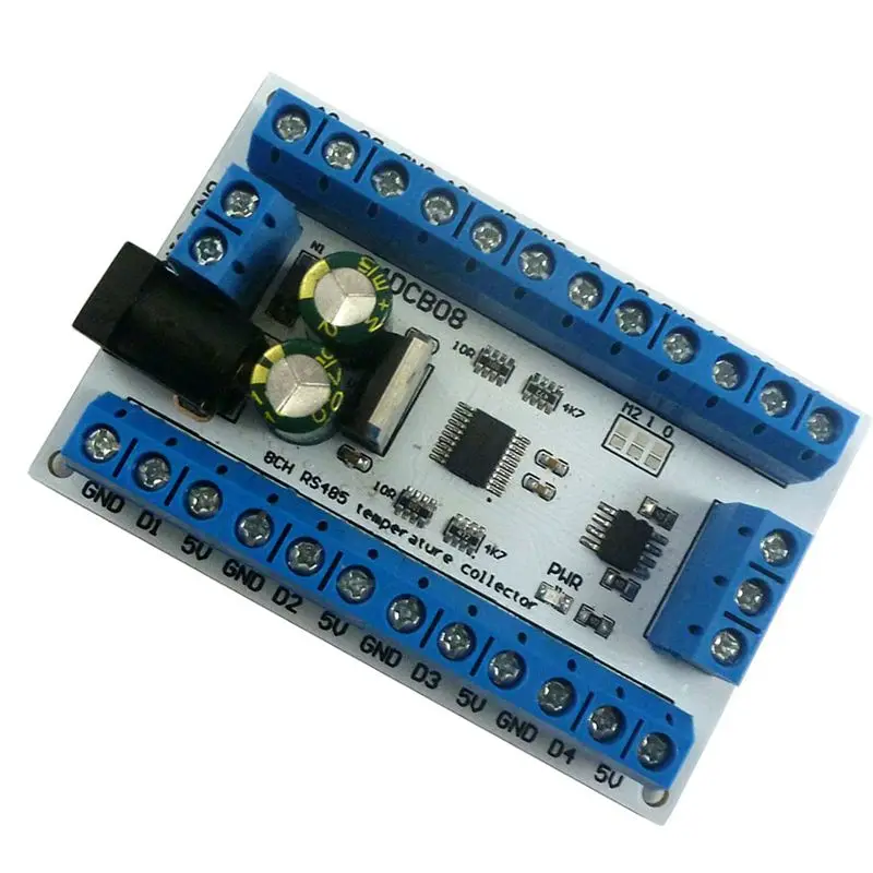 5X ELETECHSUP 8Ch Ds18b20 Rs485 Modbus Rtu Temperature Control Sensor Remote Digital Module PLC R4DCB08