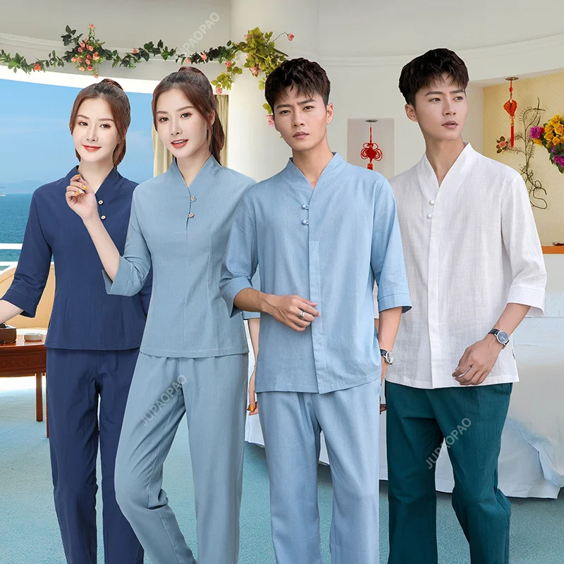 Hotel Uniform for Waitres Massage Clothing Towels Spa Clothing Salon Uniform Work Clothes for Men Pedicure Massager Uniforms