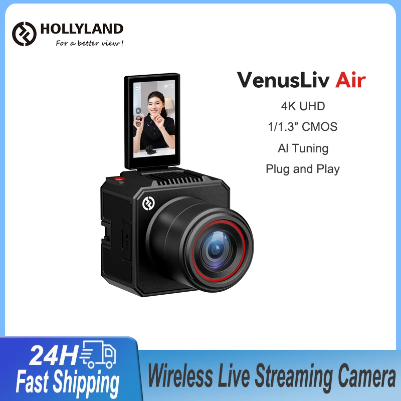 Hollyland VenusLiv Air Wireless Video Camera 4K UHD AI Tuning Live Streaming Vlog Camera With Screen Monitor For Youtube Tiktok