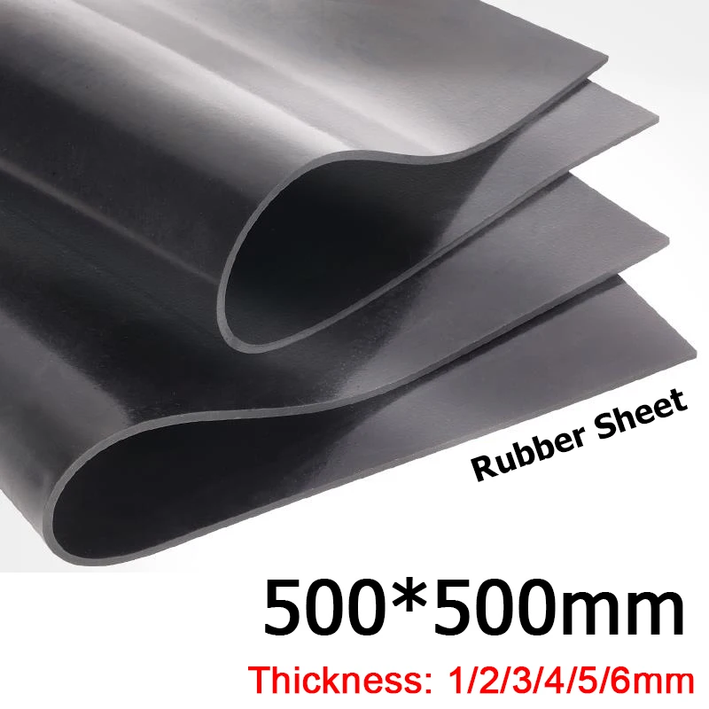 

500*500mm Black Square Rubber Sheet Thickness 1/2/3/4/5/6mm Chemical Resistance High Temperature Resistant Soft Rubber Plate