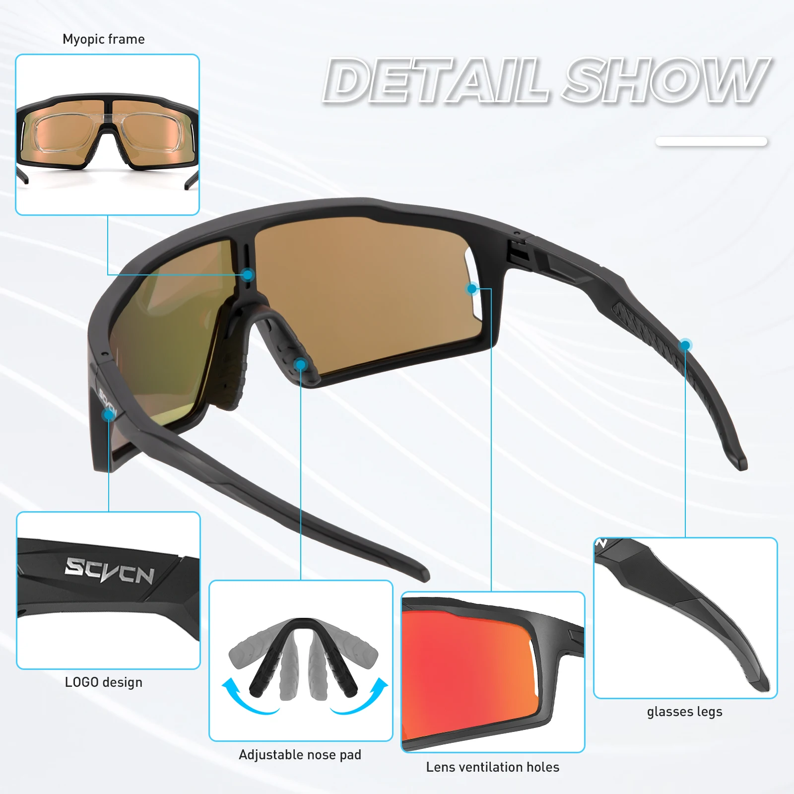 SCVCN Outdoor Photochromic Cycling Sunglasse Sports Polarized Bicycle Sunglasse Men Cycling Glasse Women Road Bicycle Glasses