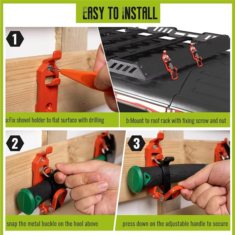 

AS-1Pcs Orange Quick Clamp Tool Fixing Bracket - Wall Mount For Shovel Ax Suitable For Car RV Boat