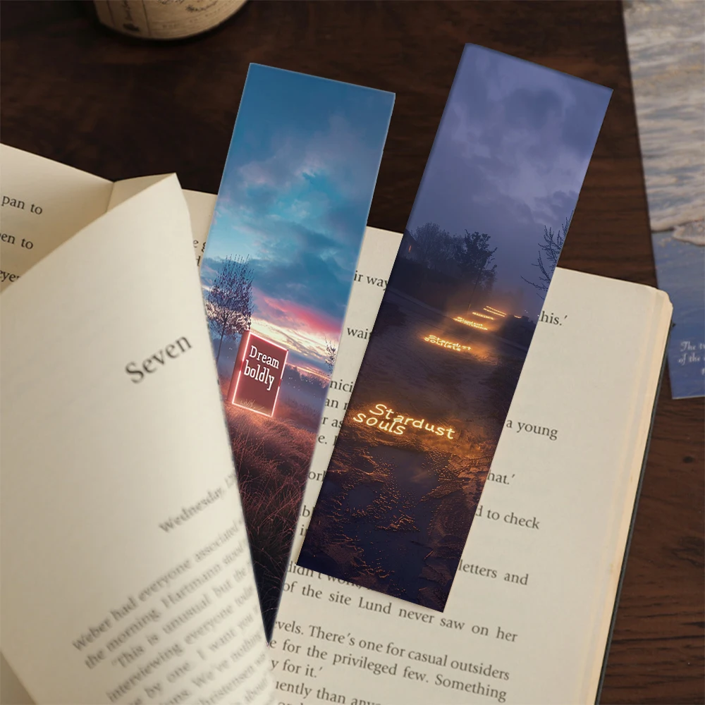 30 pcs Light strip text With Bookmarks For Reading Book Pages Tagging Students With Creative Tagging Pages Paper Gift Card