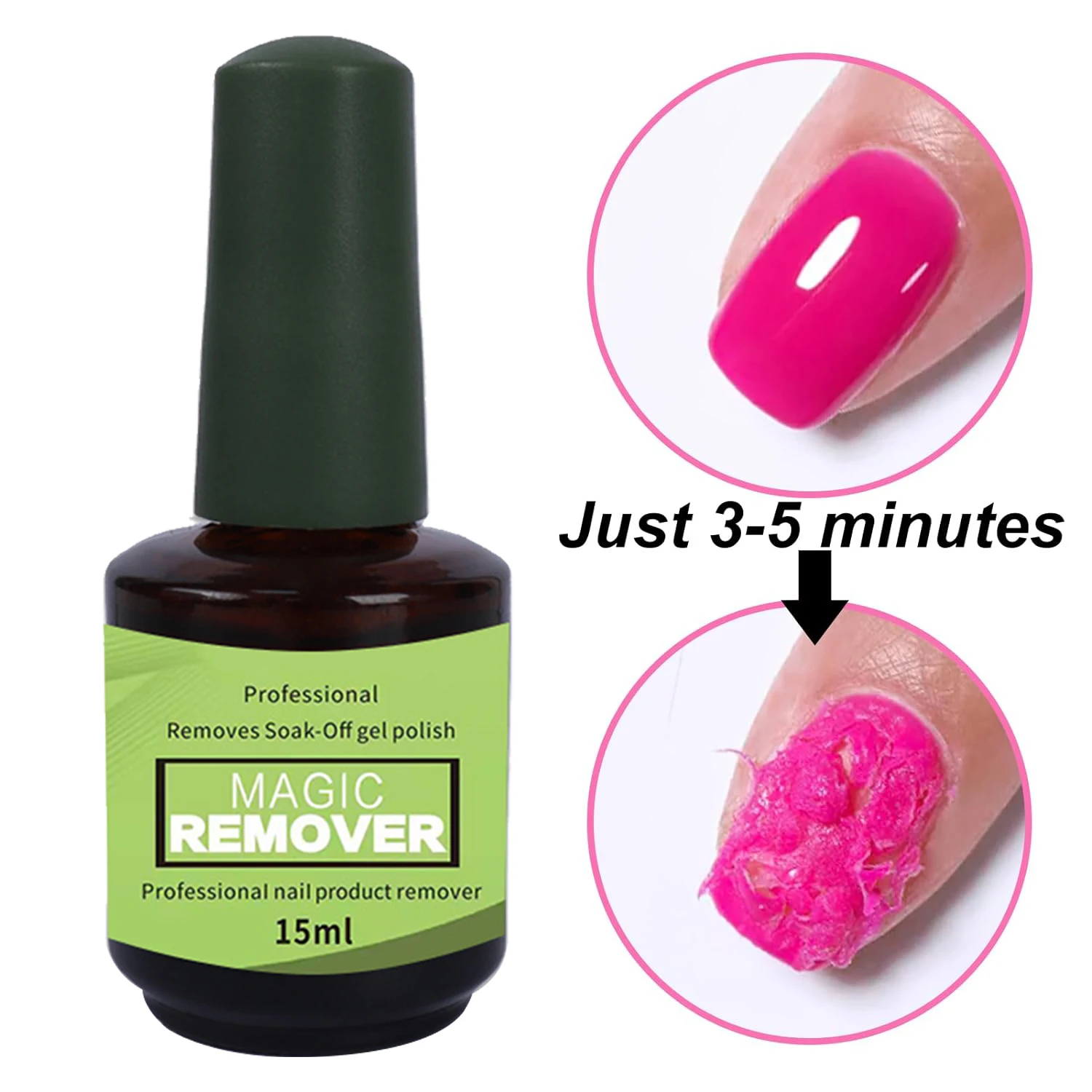 Removedor Profissional de Esmalte Gel Explosão, Remove Rapidamente Embeber Off Gel Polish, 0.25 flOz, 3-5 Mins, 15ml