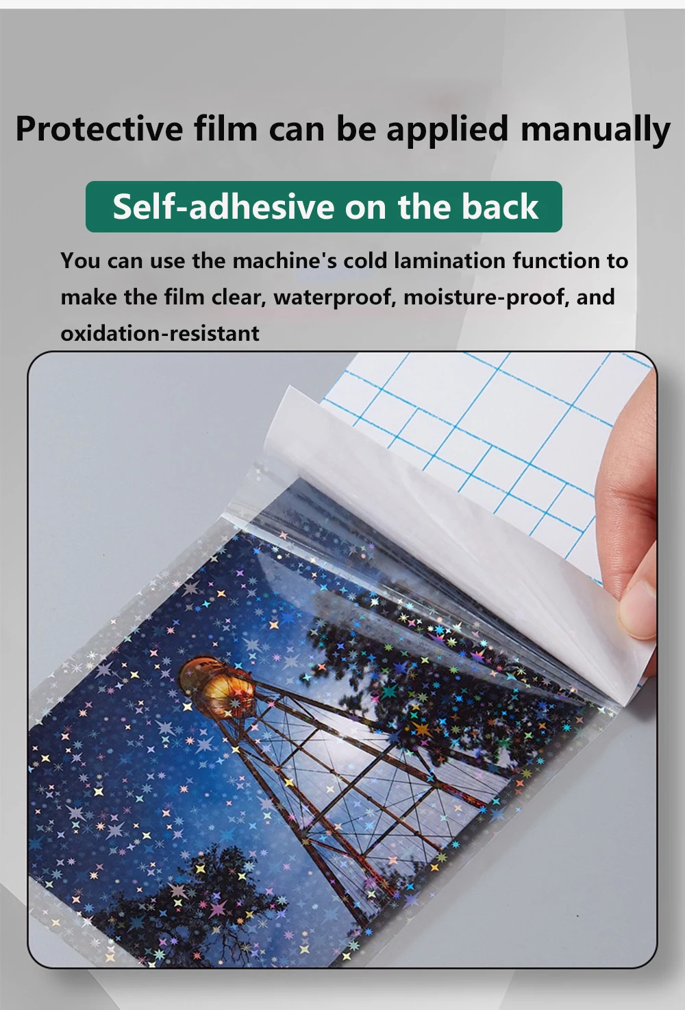 20 Blatt A4 Holographische Kaltlaminierfolie Klare Selbstklebende Vinylfolie 8,3x11,7 Zoll Wasserdichte Fotoschutzfolie – Detail 6