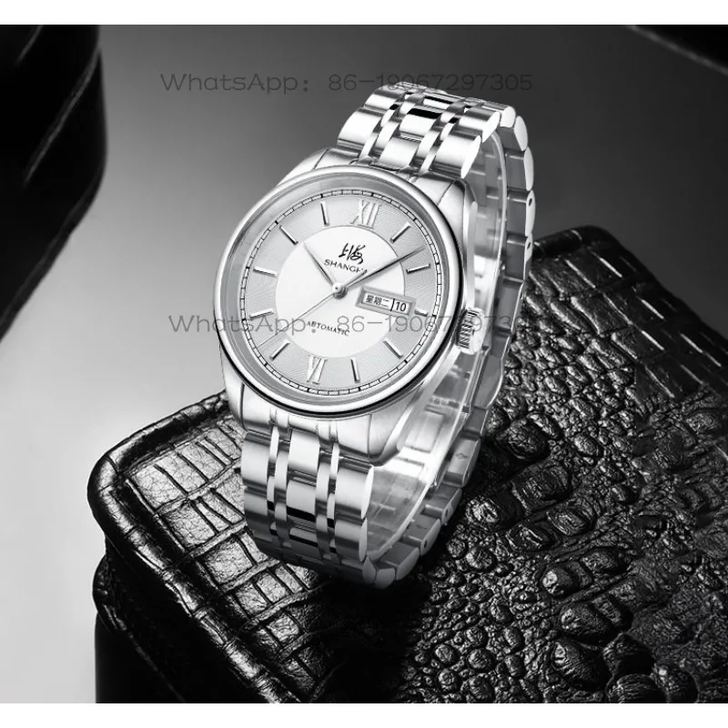 Time Island Watch 1 Store Shanghai Watch Fully Automatic Mechanical Watch Simple Double Calendar Large Three-Pin Dial