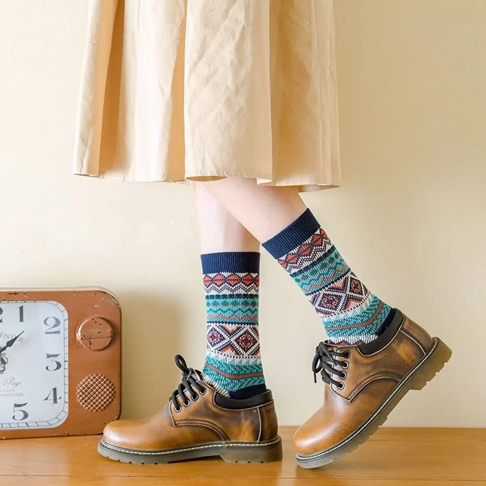 Calcetines largos de algodón para hombre y mujer, medias deportivas de estilo nacional, medias de tubo medio