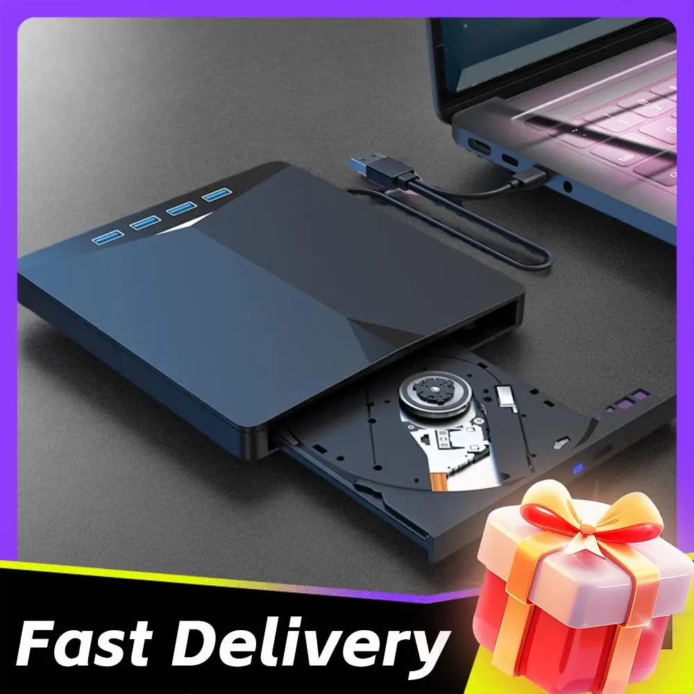 

Внешний мобильный привод USB 3.0 TypeC 7-в-1, устройство для записи CD/DVD, Plug-and-Play для Windows 11/10/8/7/Linux/OS