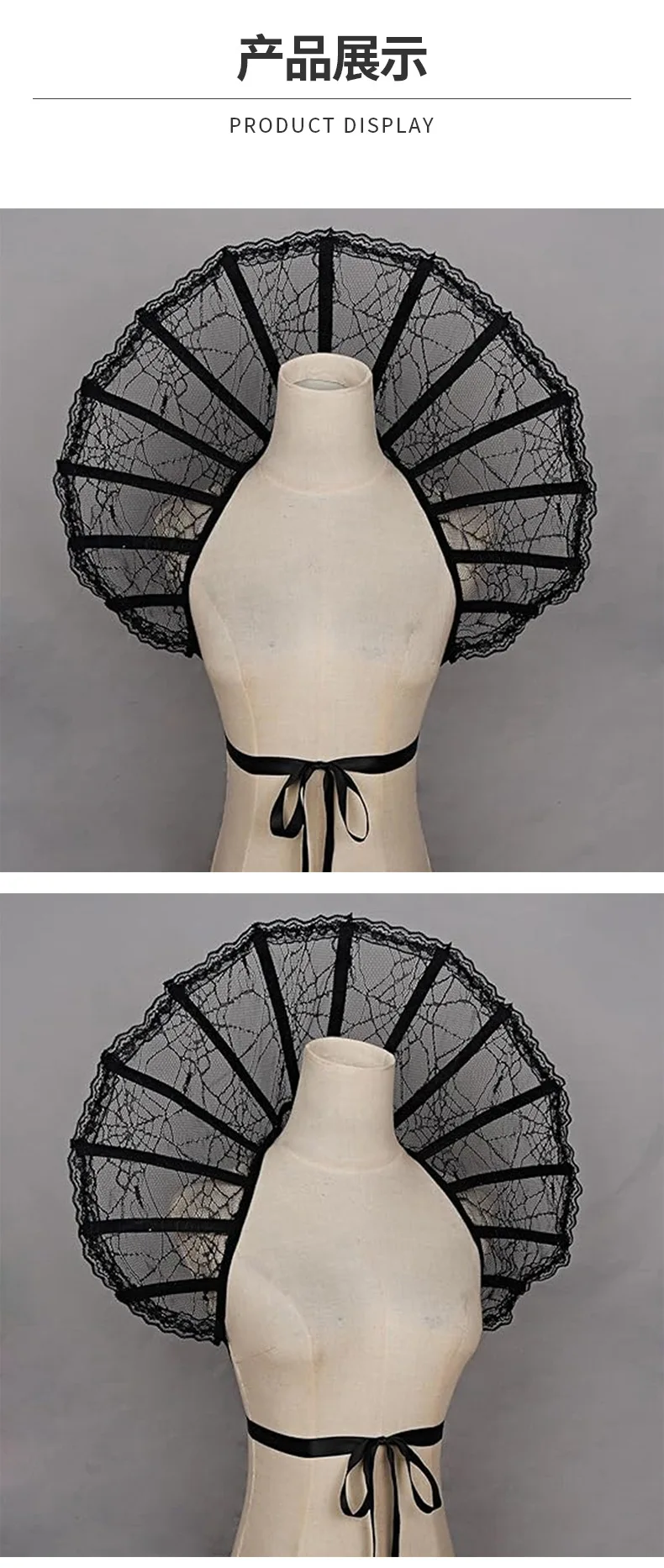 Gothic Witch Queen Velvet Skeleton Lace Stand-Up Collar Cape Costume Accessories Party Easter Halloween Props