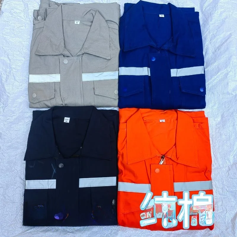 Set da Lavoro in Puro Cotone 100% a Maniche Lunghe con Strisce Riflettenti, Resistente al Calore e all'Usura per Saldatori