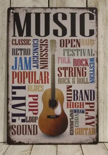 Music Lover Tin Poster Sign Rustic Look Great Gift For Guitarist Musician yy