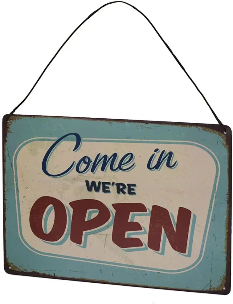 ARTCLUB приходит в мы открываем металлический жестяной знак винтажная табличка Настенный декор