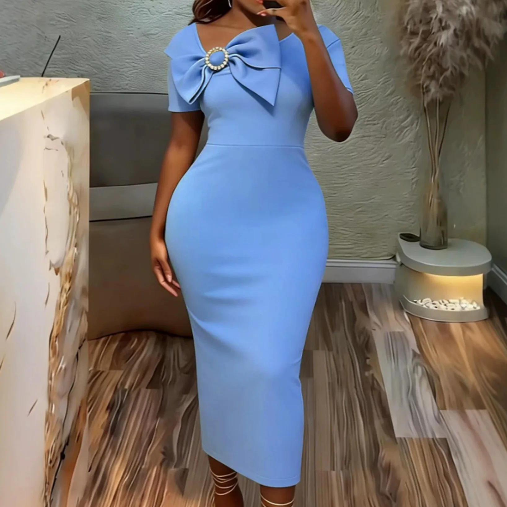

Long Dress African Women Dresses Bow Vestidos Y2k Streetwear Sleeveless Hip Wrap Tight Waist Slim Fit Elegant Splice Party Night