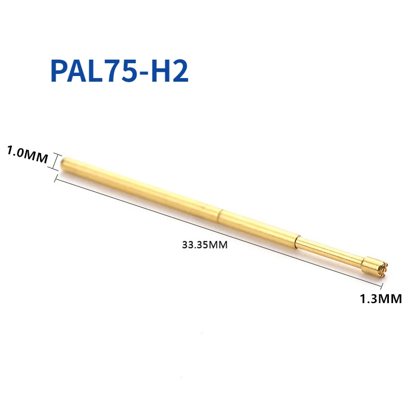 100PCS/package PAL75-H2 Plum Blossom Head Gold-plated Spring Test Pin 1.02mm Pin Length 33.35mm for Testing