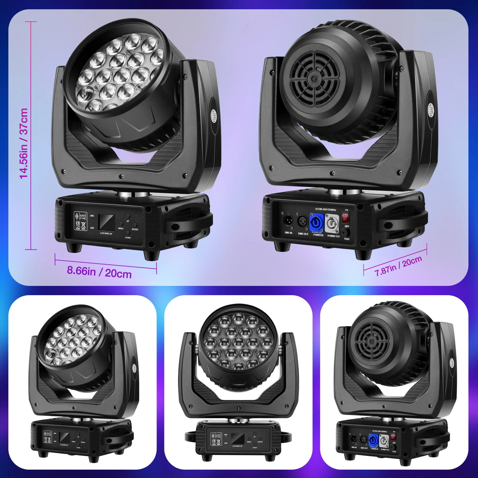 19x15 واط RGBW الأسود الاسمية ضوء LED تتحرك رئيس المهنية DMX512 ل KTV DJ ديسكو بار حفلة المناظر الطبيعية الخلابة منطقة البناء الديكور