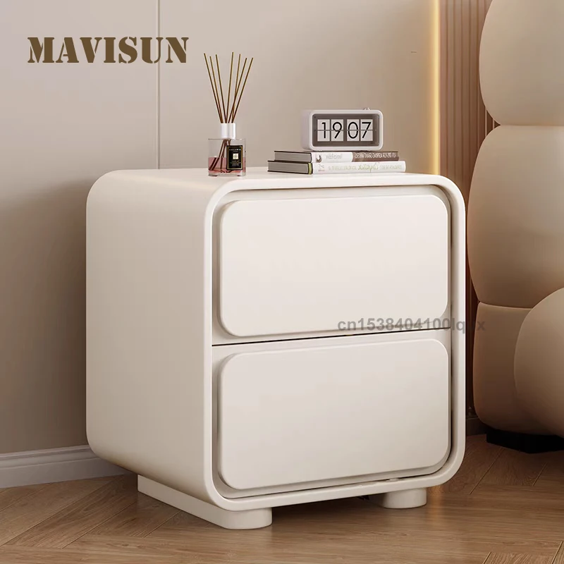 

Italian Style Pack Of Two Bedroom Table With 2 Drawers Solid Wood Frame Leather Surface Rectangular Small-Sized Bedside Table