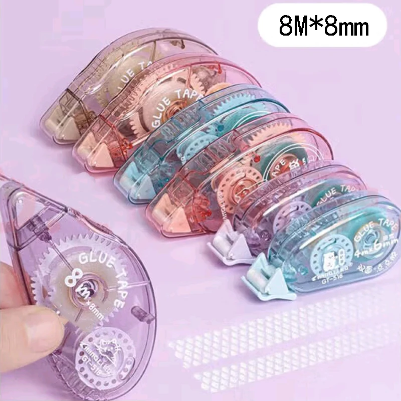 1-4 unidades de cinta adhesiva de doble cara de 8M x 8mm, sin ácido, segura para archivos, para manualidades y álbumes de recortes, dispensador de cinta adhesiva