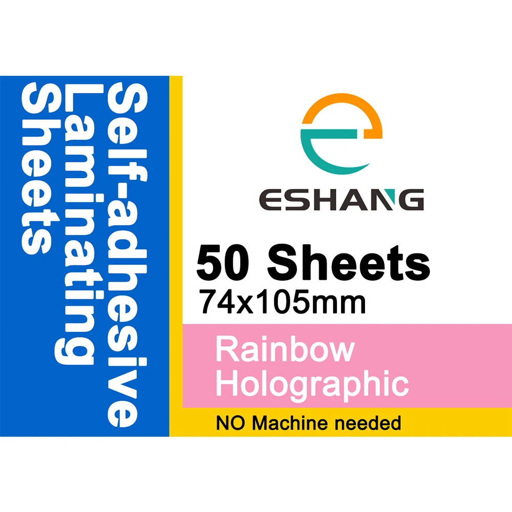 Rainbow Holographic Self-Adhesive Sticker Paper Star Overlay Laminating Sheets No Machine Needed for Creative Projects