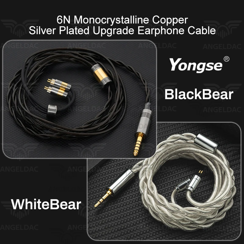 YONGSE-أحادية البلورية النحاس والفضة مطلي ترقية سماعة كابل ، مطلية بالذهب المساعد ، BlackBear ، وايتبير 6N ، 7HZ TANGZU SIMGOT