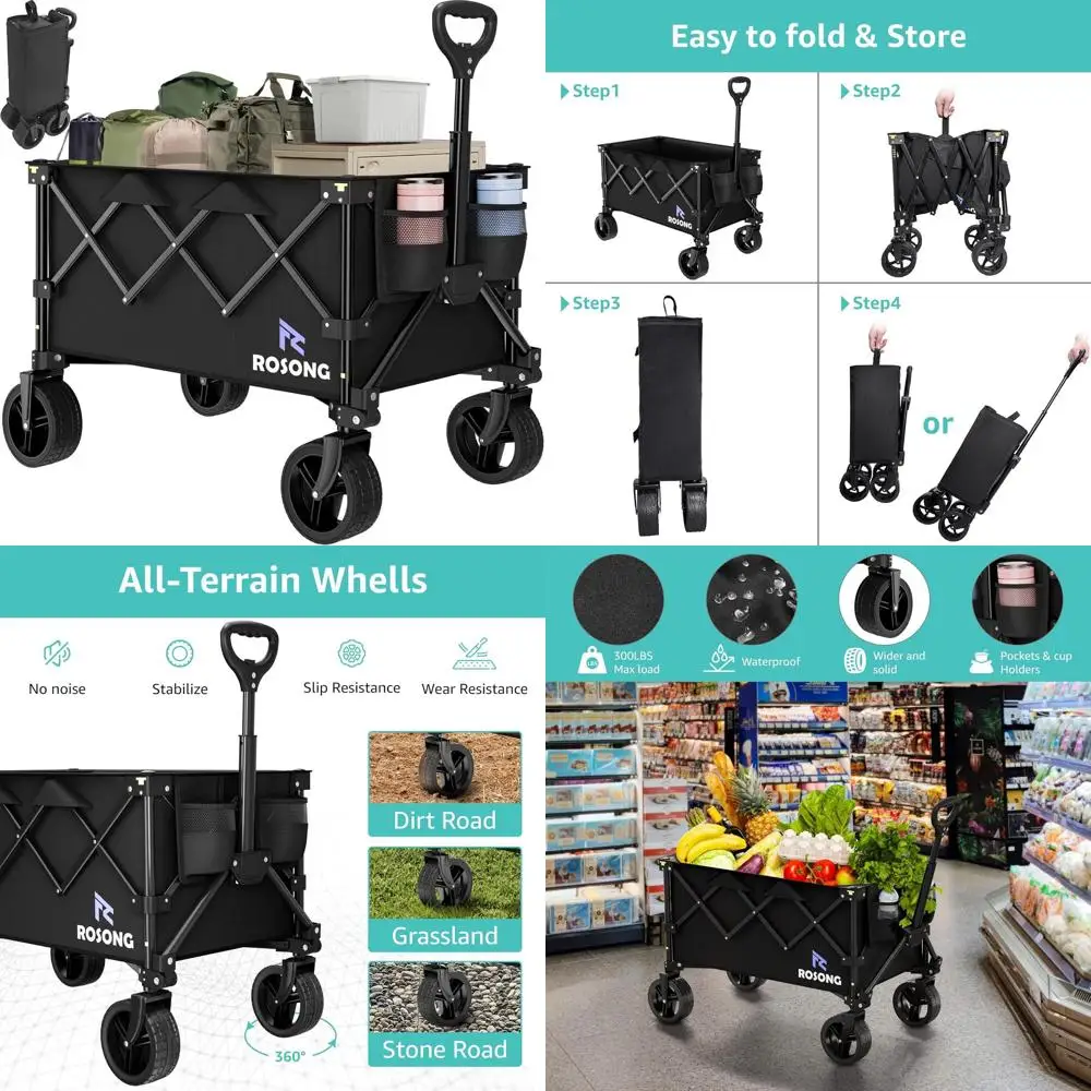 

Портативный сверхмощный складной фургон для активного отдыха, продуктовых вещей и пляжных поездок