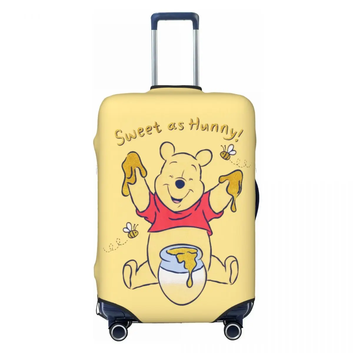 Custom Winnie The Pooh Travel Luggage Cover Washable Cartoon Bear Suitcase Cover Protector Fit 18-32 Inch