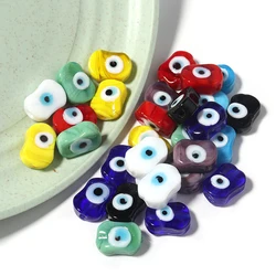 10pcs Lampwork Oval Eyes Bead 14x10mm Multicolor Glass Loose Spacer Beads for Jewelry Making DIY Bracelet Necklace Accessories