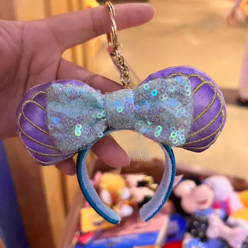 

Disney Mickey Ears Headband For Labubu Doll Beauty Fish Head with Keychain DIY Decoration Cute Bow Party Headband Accessories