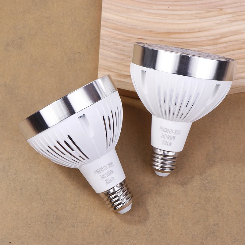 PAR30 LED E27 โคมไฟ 220v หลอดไฟ Led PAR Track Light 35W 3000K 6000K Show Room น้ําท่วมอุ่นสีเหลืองแสงสีขาวบริสุทธิ์