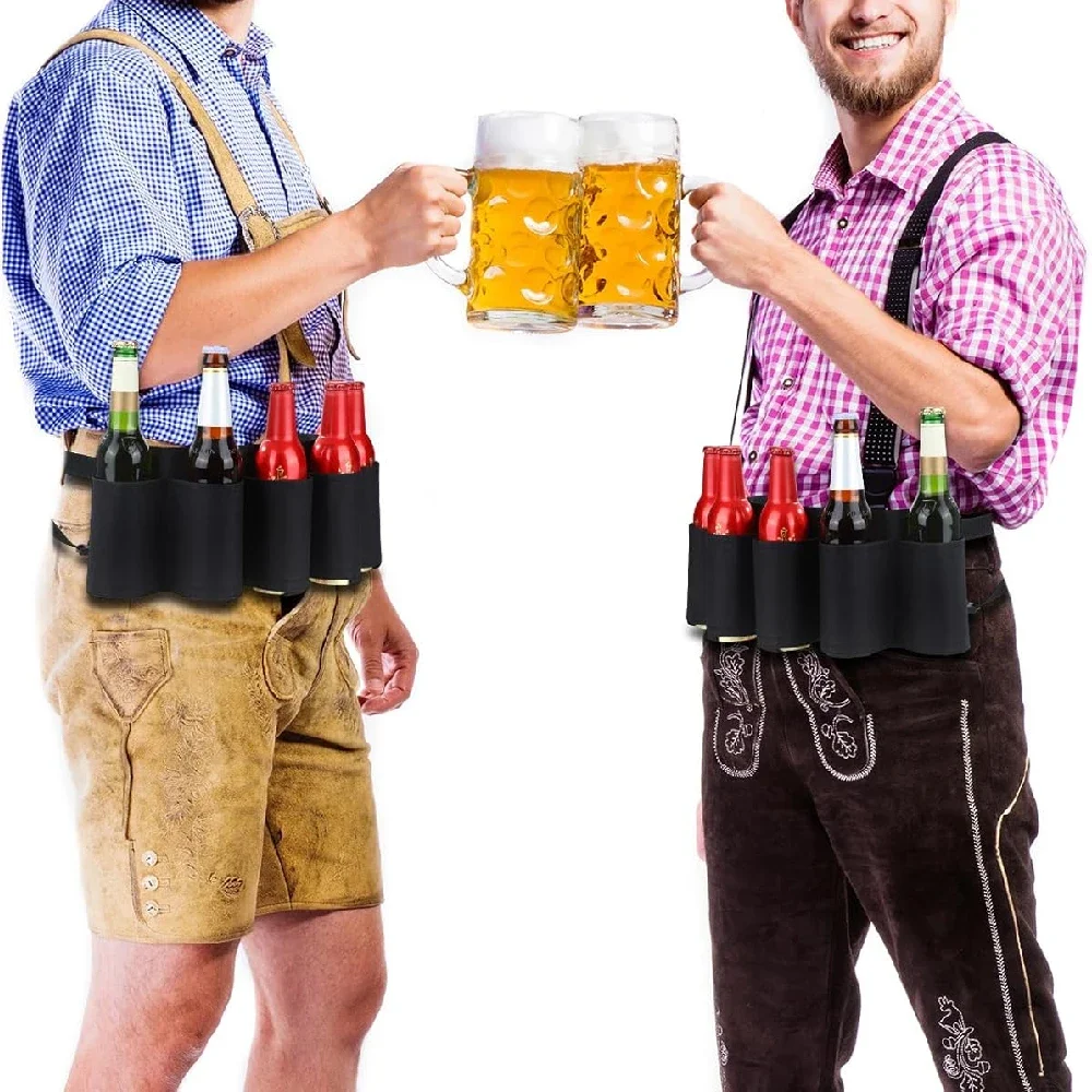 Holds 6 Cans Holster Portable Bottle Waist Beer Belt Bag Handy Wine Bottles Beverage Can Holder for Picnics Camping Outdoor