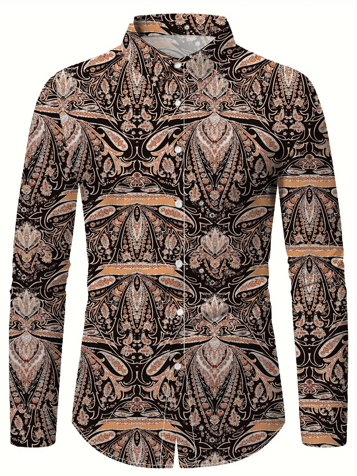Fashion 3D Printed Geometric Pattern Shirt Casual Street Men's Shirt Simple Design Harajuku Men's Long Sleeve Top，