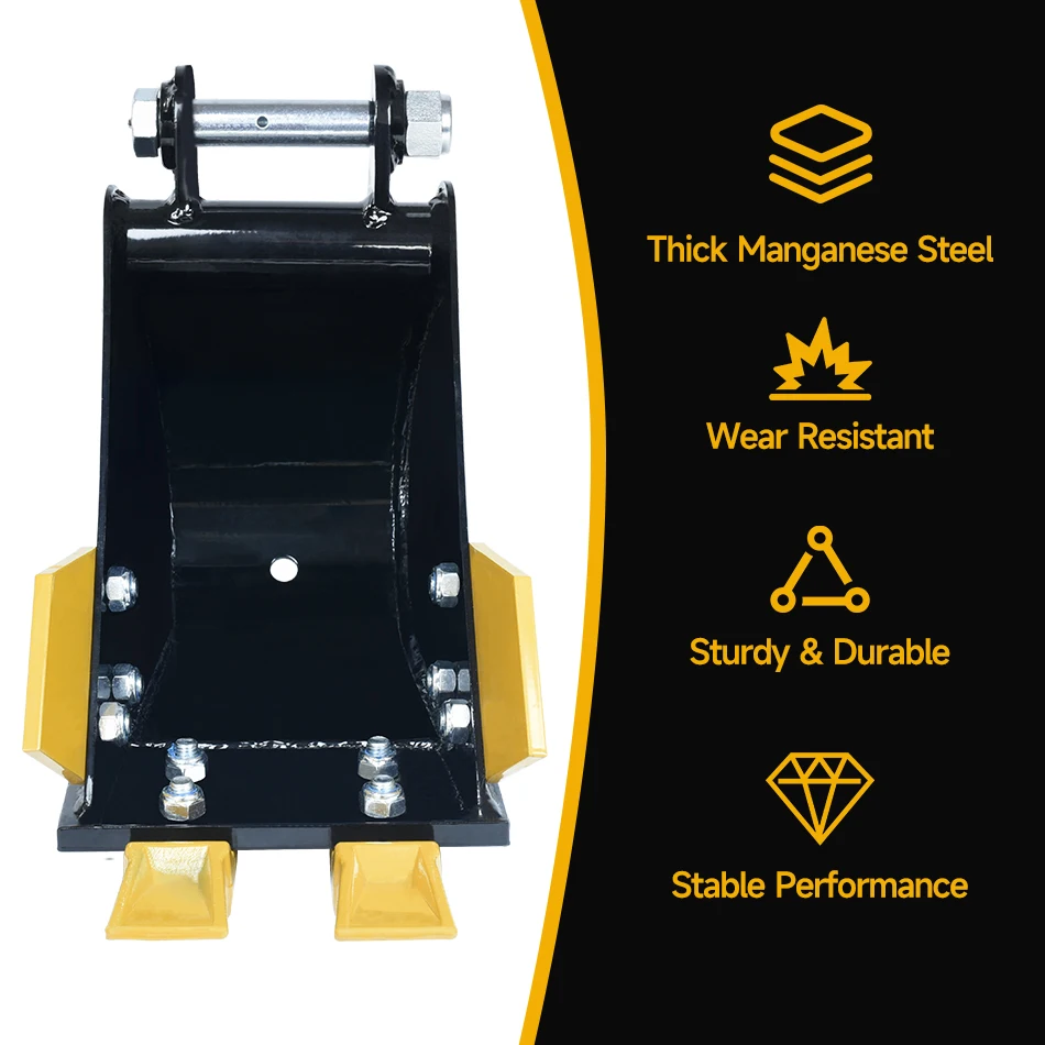 Mini Excavator Bucket 200mm Baja Kekuatan Tinggi, Aksesoris Backhoe untuk Excavator 1-3 Ton, untuk Penggalian Parit, Pemasangan Pipa, dan Lanskap