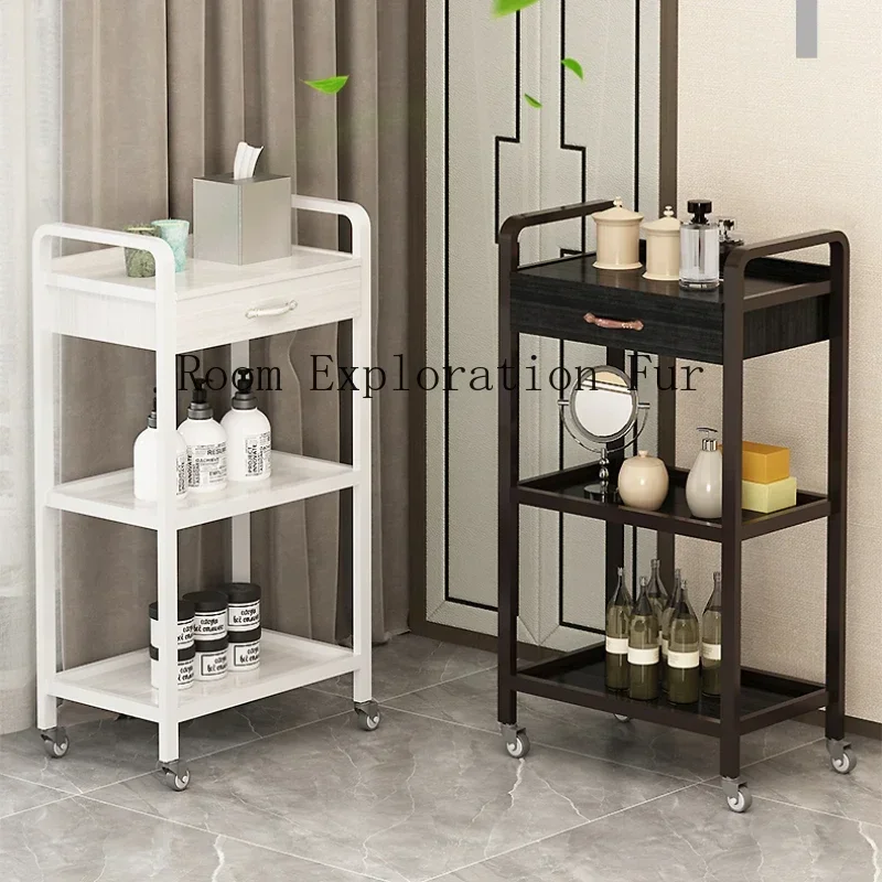 Spa Beauty Furniture Machine Beech Trolley Salon Hair Equipment Wheels Laser Black Roulette Storage Hairdressing Stainless Steel