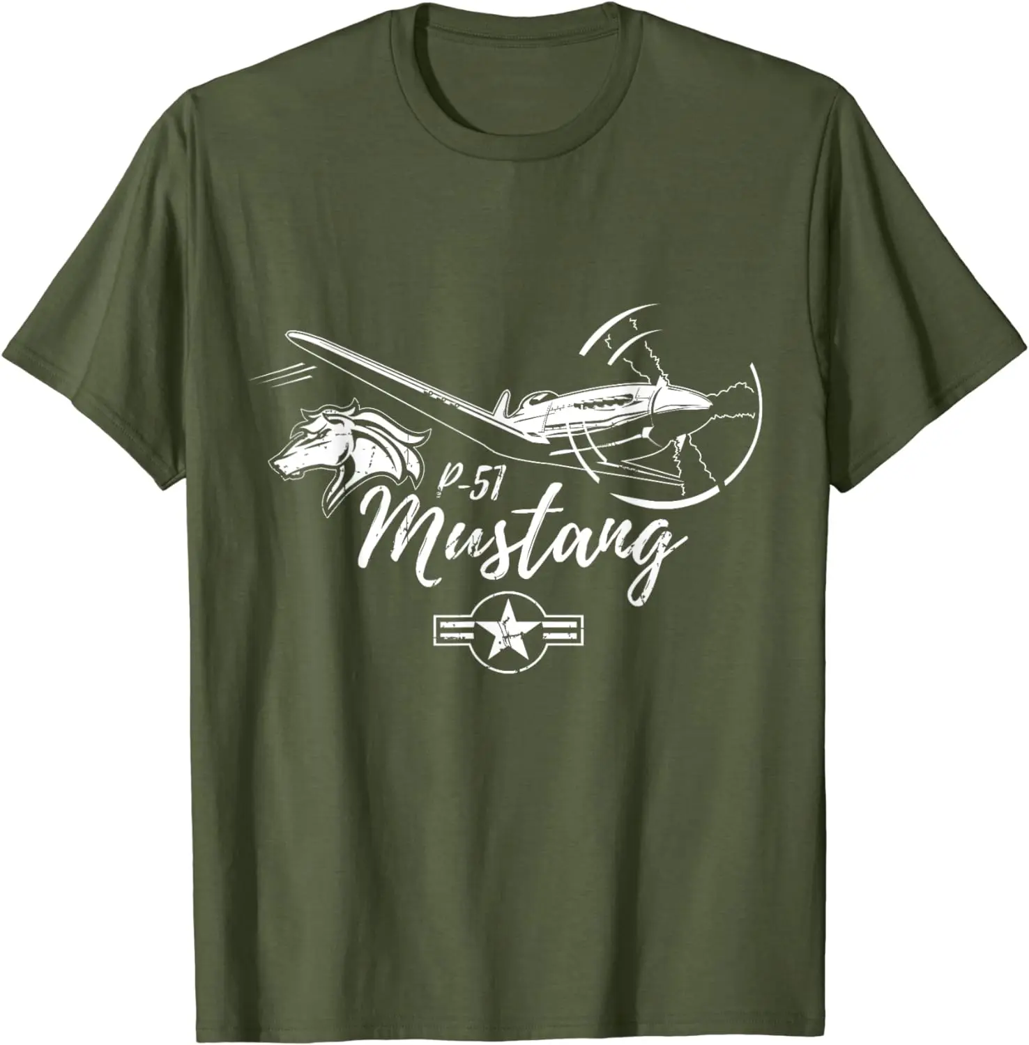 Retro WWII Warbird P-51 Mustang Fighter T-Shirt 100% Cotton O-Neck Summer Short Sleeve Casual Mens T-shirt Size S-3XL