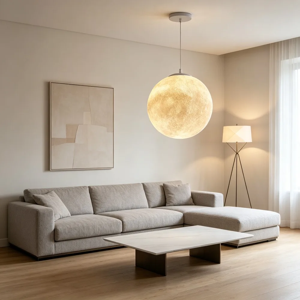 Nordic Minimalism Moon Pendant Lights Bedroom Decoration Home Lustre Chandelier B&B Loft Stair Restaurant Hanging Lamps Fixtures