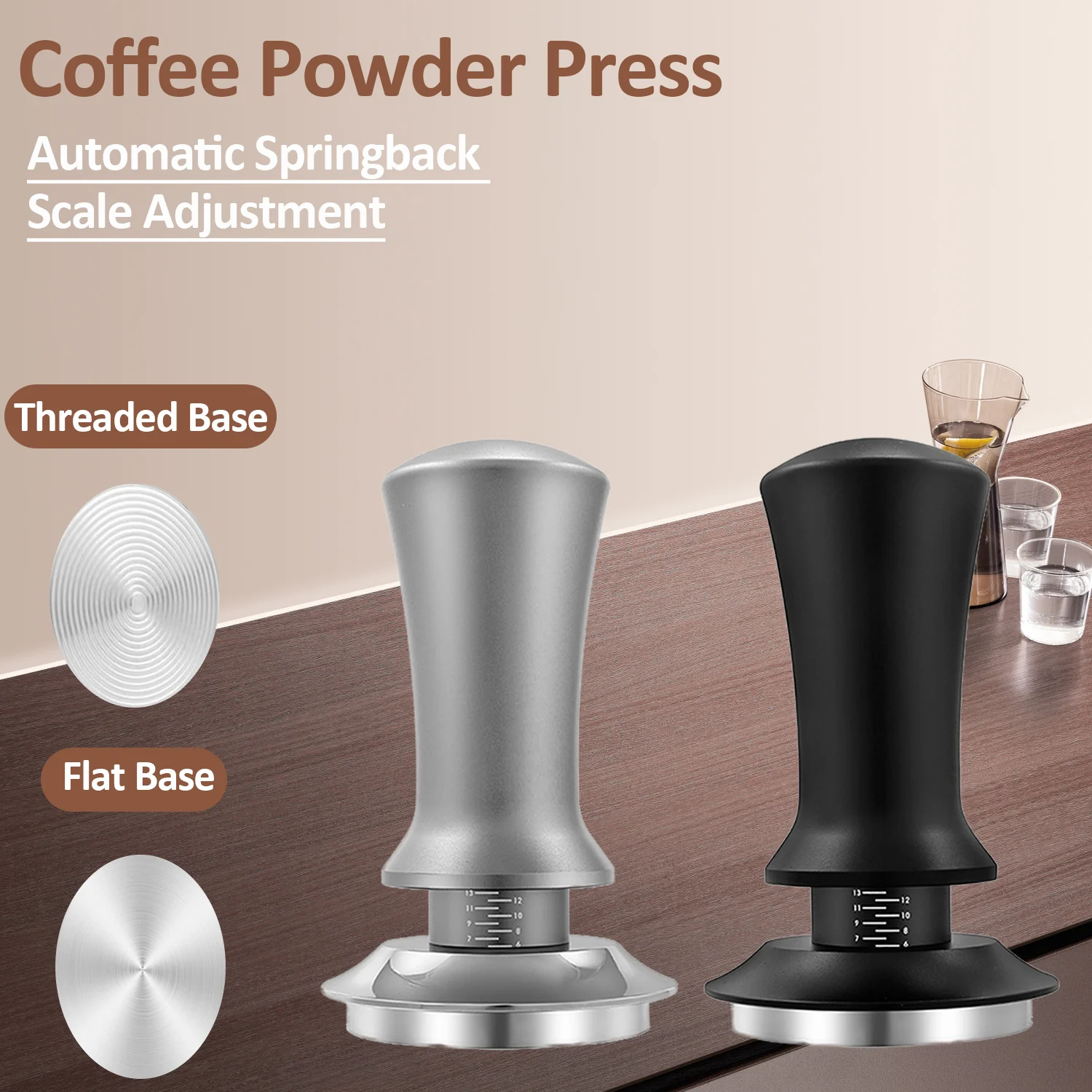 Coffee Tamper Constant Pressure Stainless Steel Coffee Powder Press 51/53/58mm Espresso Distribution Tool with Calibrated Spring