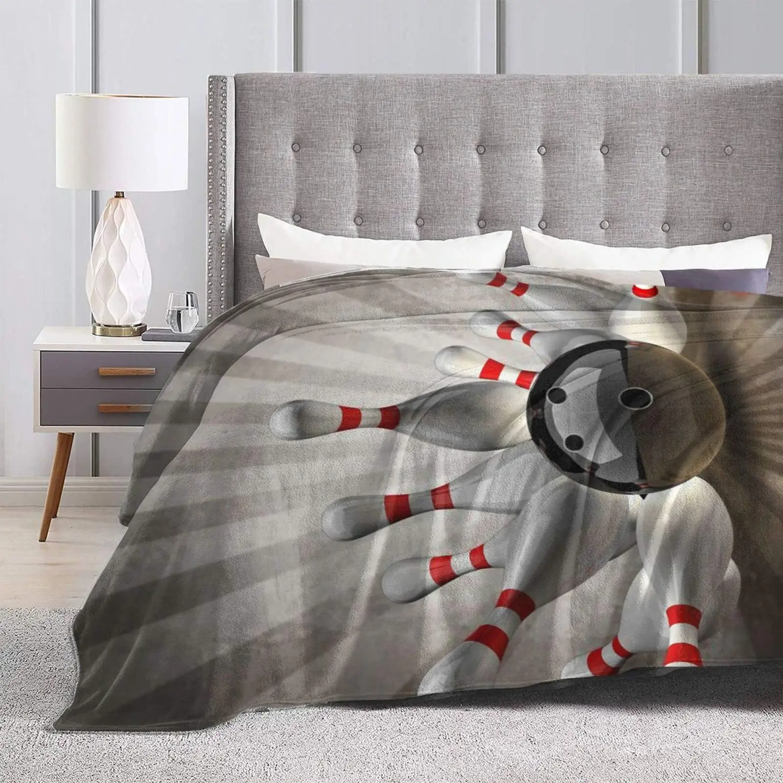 Bowling sport revival digital-printed polyester Bedroom velvet flannel soft sofa cover blanket Fleece soft sofa cover blankets