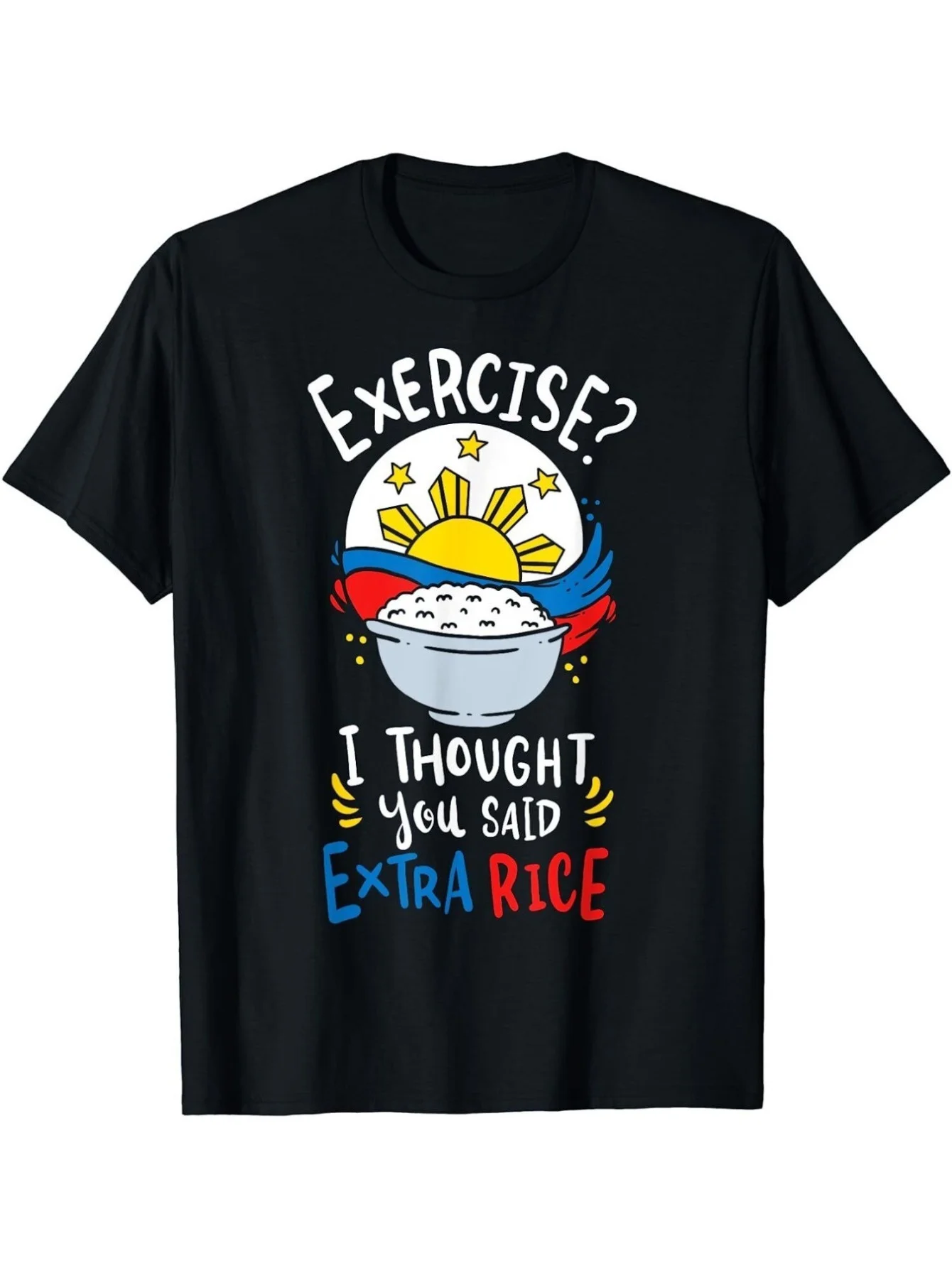 

Men's Humorous Filipino Rice Quote T-Shirt - 100% Cotton, Comfortable Short Sleeve, Casual Digital Print Tee with Round Neckline