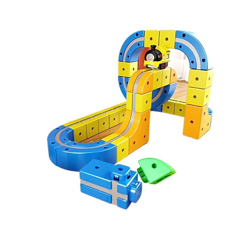 Magnetic Building Block Train Track Set Anti Gravity Electric DIY Creative Educational Toy Train Car For Toddlers Preschool Kids