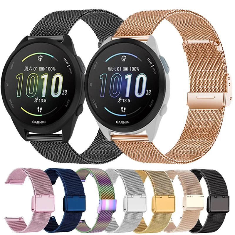 22 مللي متر 20 مللي متر حلقة ميلانو للغارمين Forerunner 55 165 158 970 570 745 965 645 255 265 شريط معدني Vivoactive 3 4 5 6/Venu 2 3 SQ 2