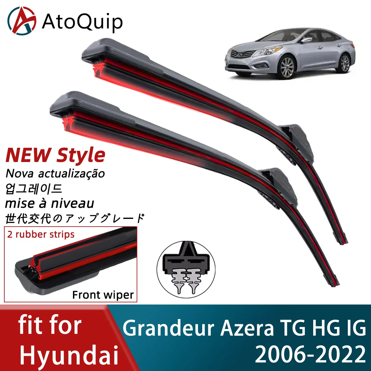 คู่ยางรถสําหรับ Hyundai Grandeur Azera TG HG IG ใบปัดน้ําฝนด้านหน้าแปรงเครื่องตัดอุปกรณ์เสริมสวมใส่อะไหล่ใบปัดน้ําฝน