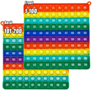1-200数学フィジェットポップおもちゃ、レインボーシリコンプッシュバブル教育数学ゲームおもちゃ幼児向けのおもちゃ 10の最高の販売番号Toys -3