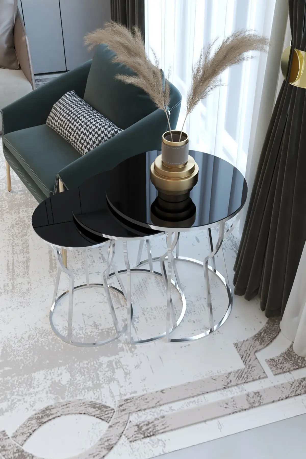 Venus Silver Zigon Coffee Table Black Unbreakable Mirror coffee table center table coffee table