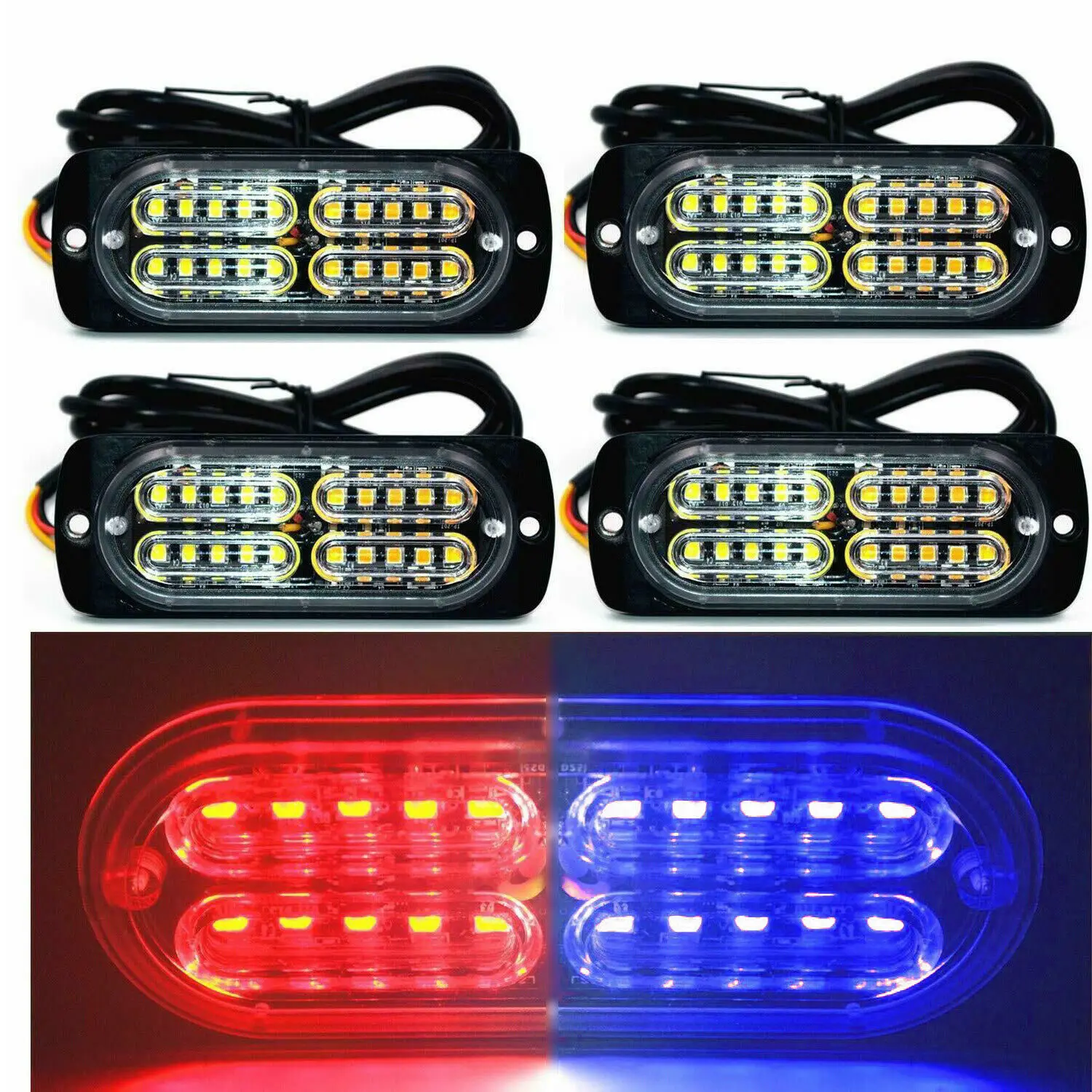 

20LED Universal 12/24V Strobe Light Waterproof Car Front Red&Blue Warning Strobe Light Hot Sale