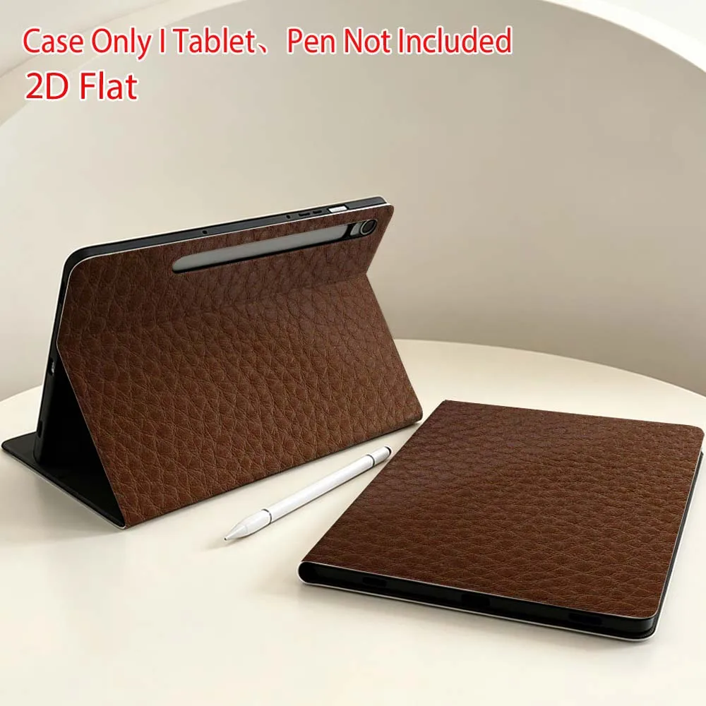 Brown Leather Texture For Samsung Galaxy Tab S11 S10 S9 S8 S7 S6 A9 A8 A11 Lite FE Plus Pen Tray Tablet Case Soft