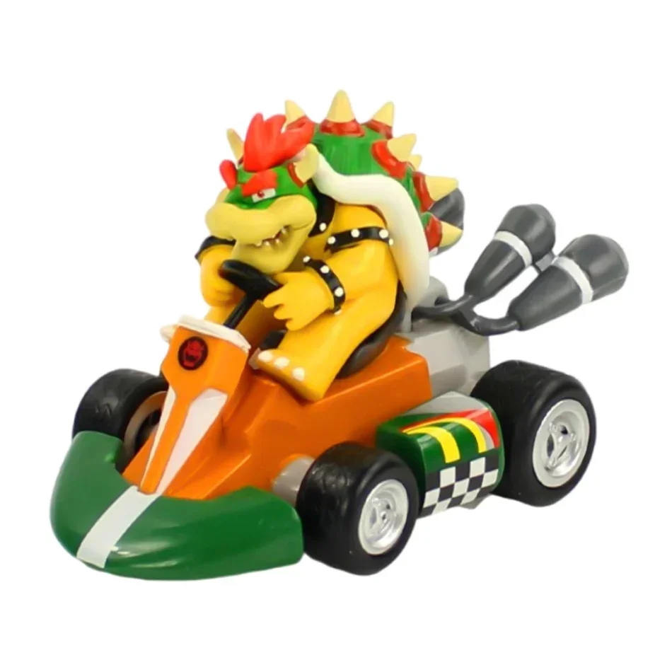 Super Mario Pull Back Car Green Yoshi Donkey Kong Bowser Luigi Ropucha Księżniczka Brzoskwinia Figurka akcji Zabawki Anime Gra Lalka Prezenty dla dzieci