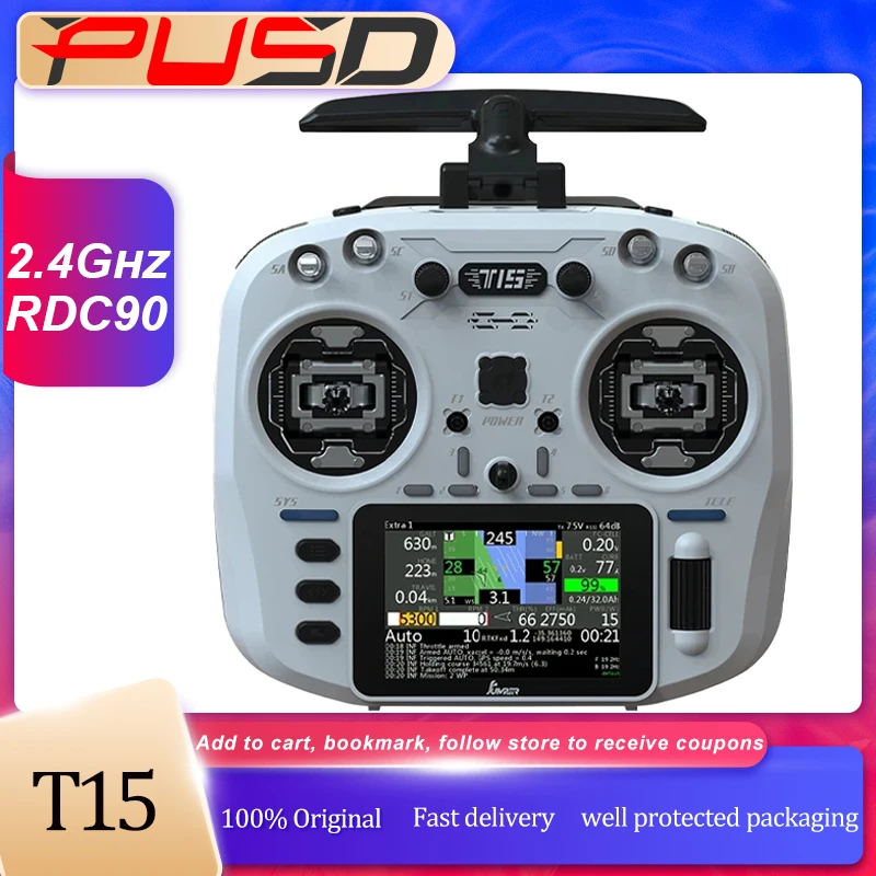 

Remote Controller T15 2.4Ghz RDC90 Gimbal Sensor Radio Controller EDGETX/ELRS For Long Rang FPV RC Drone RC Transmitter