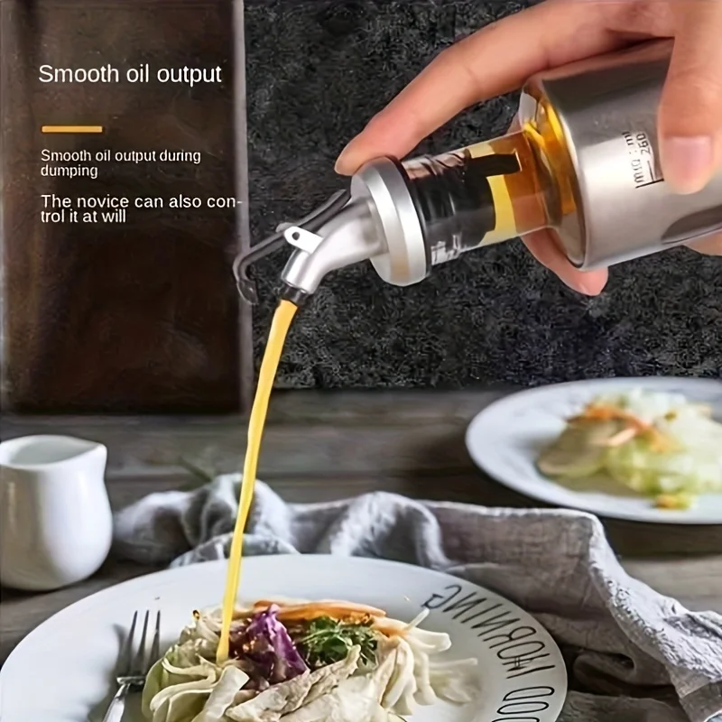 1/2PCS Glass Oil Bottle Olive Oil Dispenser Switch with Scale Sauce Seasoning Container Kitchen Outdoor Barbecue Supplies