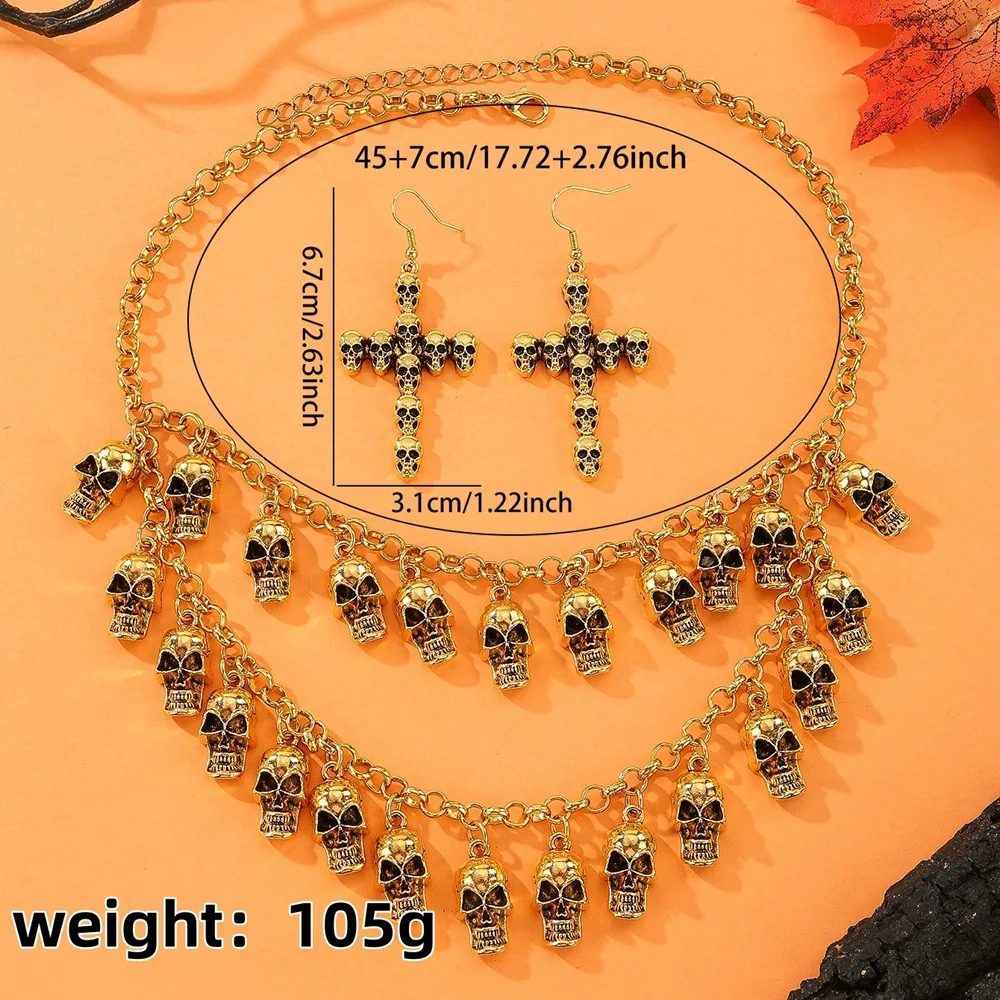 المبالغة الصليب الهيكل العظمي قلادة لفتاة هالوين تأثيري مجوهرات عظام الجمجمة سلسلة الترقوة المعلقات القلائد الإكسسوار