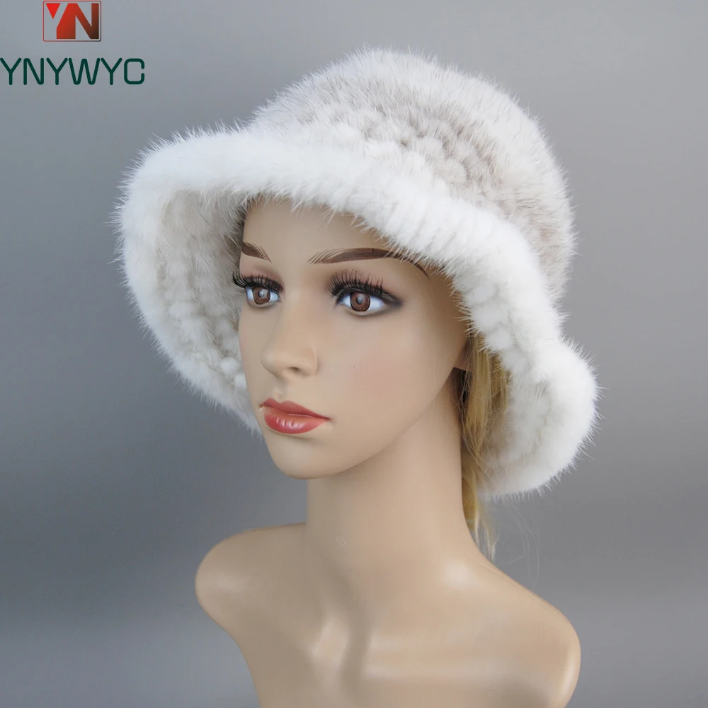 

2024 New Winter Lady 100% Natural Mink Fur Hats Knitted Warm Genuine Mink Fur Cap Russian Women Luxury Outdoor Real Mink Fur Hat